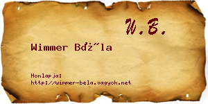 Wimmer Béla névjegykártya